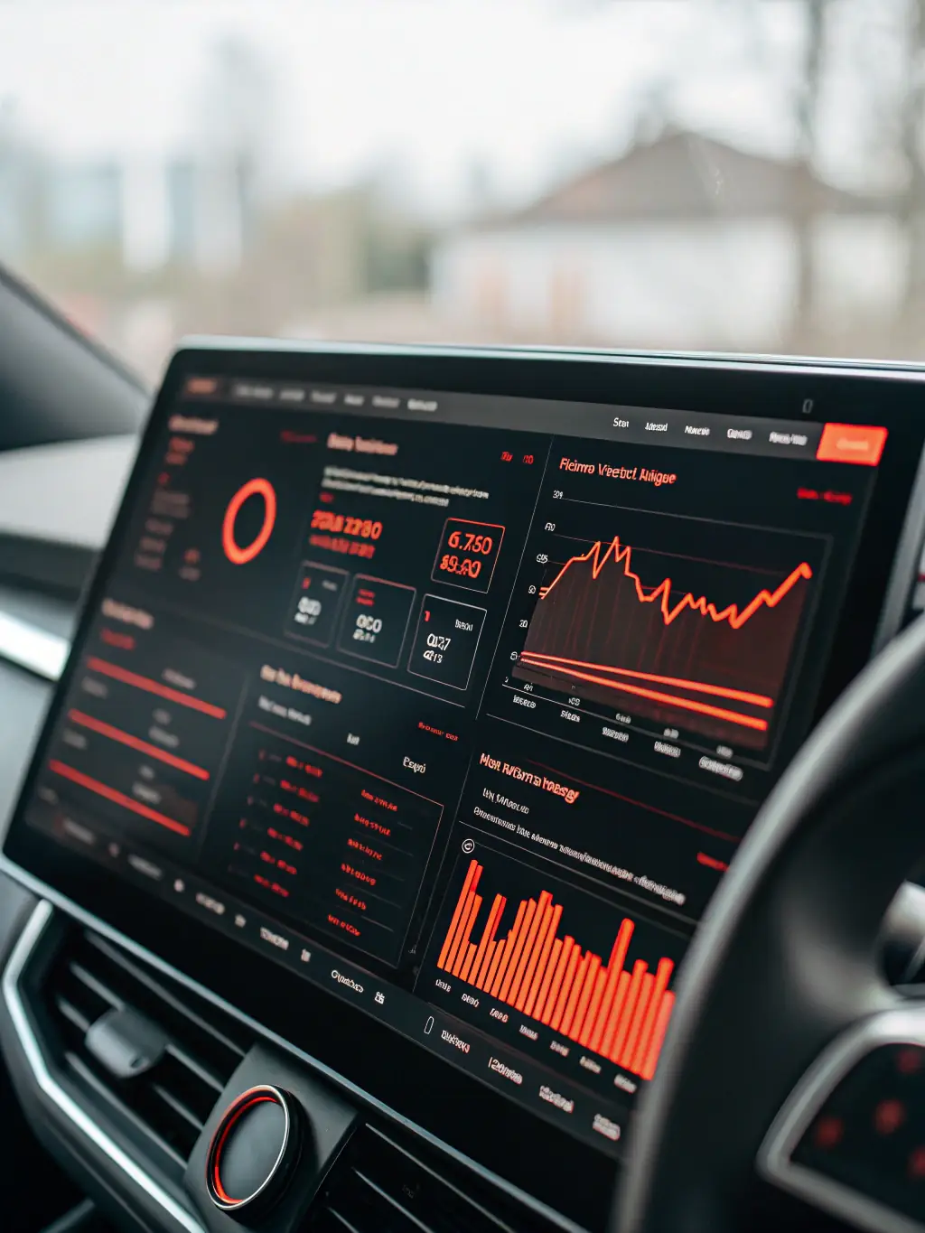 A close-up shot of a complex digital dashboard with various data points and visualizations, representing the agency's expertise in data analysis and optimization.